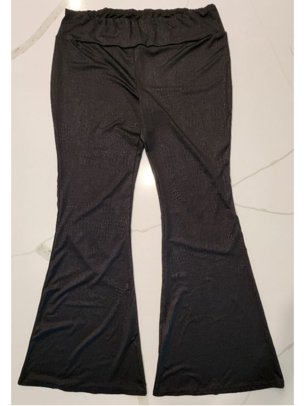 NB Black Crocodile Print Flare Pants XXXL 3X Women's Pull-On Bootcut Yoga Pants